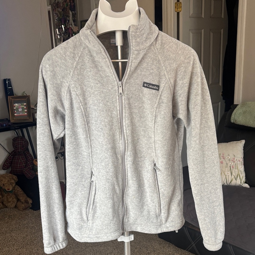 Columbia Gray Full-Zip Fleece Jacket Size Medium
